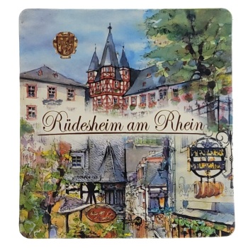 MAGNES NA LODÓWKĘ AKWARELA RUDESHEIM NAD RENEM WIDOK M02370