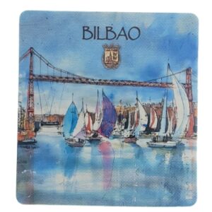 MAGNES NA LODÓWKĘ WIDOK MOST WISZĄCY ŻAGLÓWKI BILBAO M02376