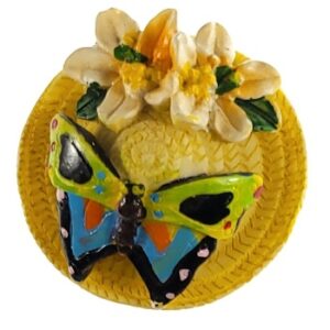 MAGNES NA LODÓWKĘ KAPELUSZ MOTYL KWIATY M02726
