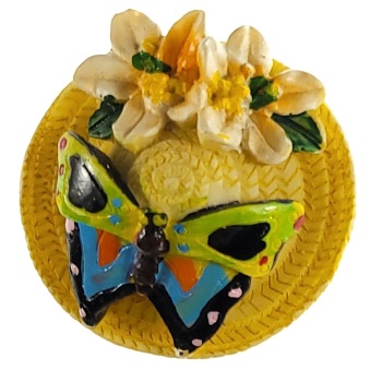 MAGNES NA LODÓWKĘ KAPELUSZ MOTYL KWIATY M02726