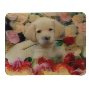 MAGNES NA LODÓWKĘ PSIAK Z RÓŻĄ W PYSZCZKU 3D TRÓJWYMIAROWY M03084