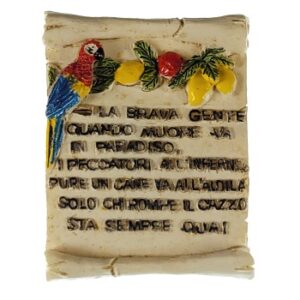 MAGNES NA LODÓWKĘ SENTENCJA NA ZWOJU PAPUGA PAPIRUSU M03197