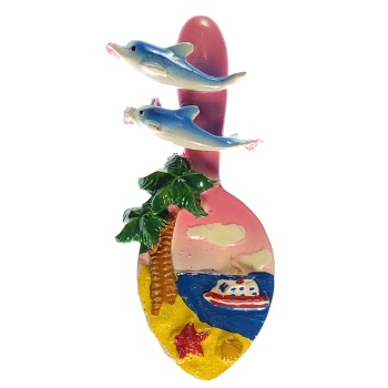 MAGNES NA LODÓWKĘ ŁYŻKA DELFINY PLAŻA PALMY MORZE STATEK M03450