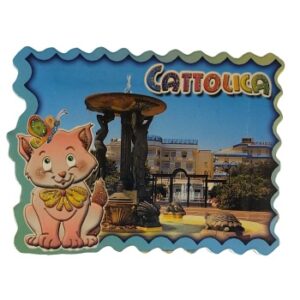 MAGNES NA LODÓWKĘ CATTOLICA WIDOCZEK KOT Z KOKARDKĄ M03457