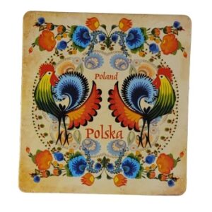 MAGNES NA LODÓWKĘ AKWARELA WZORY ŁOWICKIE KOGUTY M03545