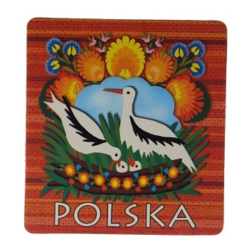 MAGNES NA LODÓWKĘ AKWARELA WZORY ŁOWICKIE BOCIANY M03547