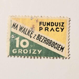 ZN 048 znaczek cegiełka - Fundusz Pracy Na Walkę z Bezrobociem 10 groszy