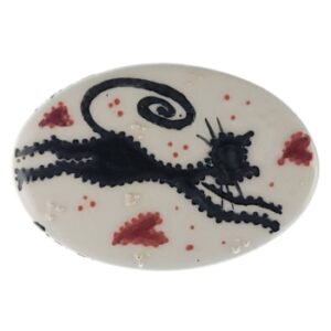 MAGNES NA LODÓWKĘ owalny glazurowany kot serca M13888