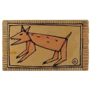 MAGNES NA LODÓWKĘ drewniany pies w unikalnym kanciastym stylu M13893