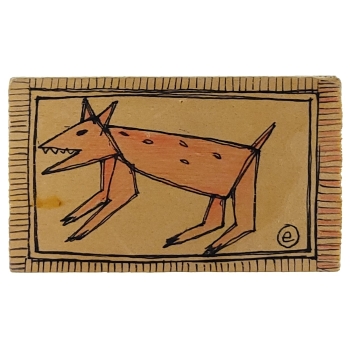 MAGNES NA LODÓWKĘ drewniany pies w unikalnym kanciastym stylu M13893