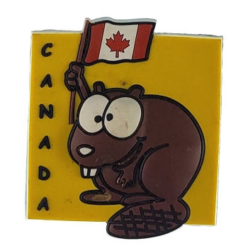 MAGNES NA LODÓWKĘ gumowy bóbr z flagą kanadyjską M13896