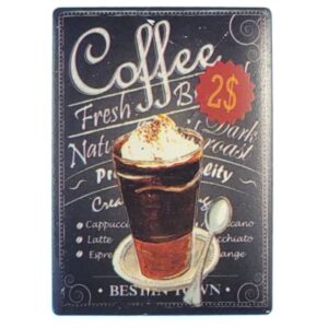 Magnes szklanka kawy latte lub cappuccino i listę napojów kawowych  M14833