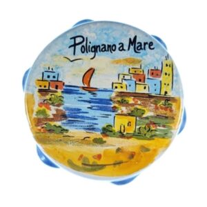 Magnes ceramiczny tamburyn widok na miasteczko Polignano a Mare  M15016