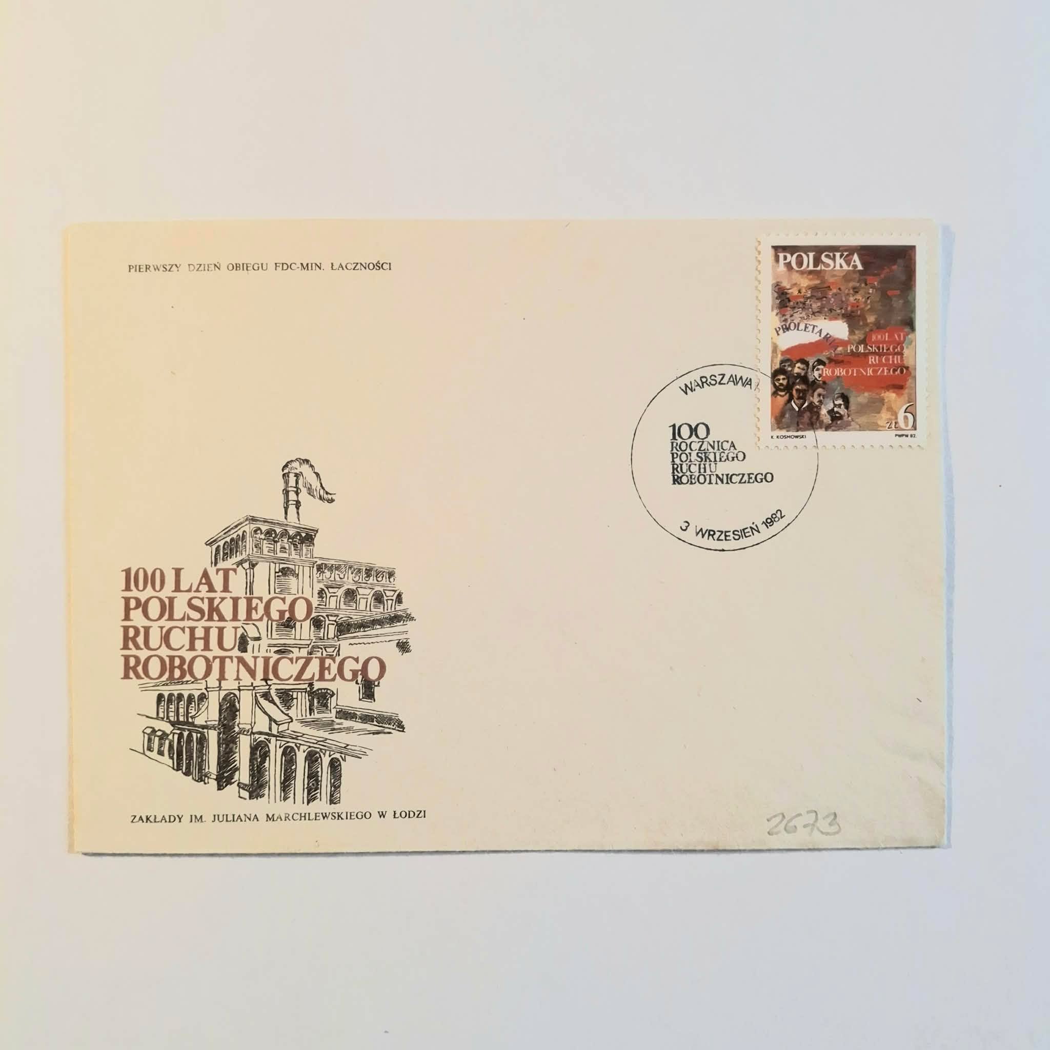 Fi 2673 koperta FDC 100 - lecie polskiego ruchu robotniczego