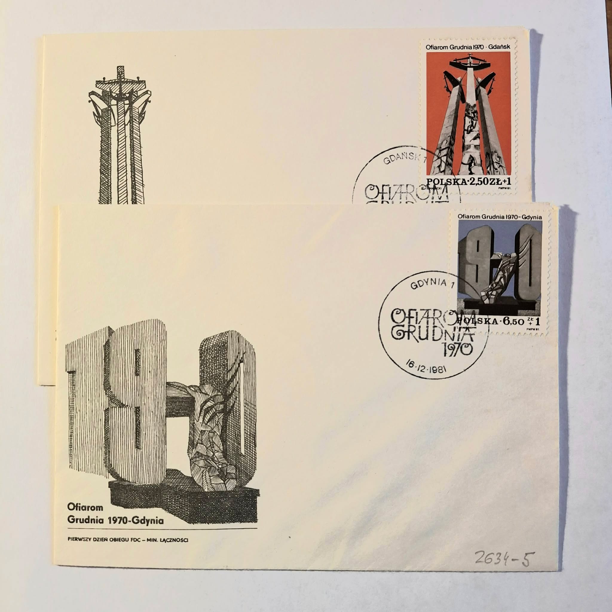 Fi 2634 – 5 FDC Pomnik Ofiarom Grudnia.
